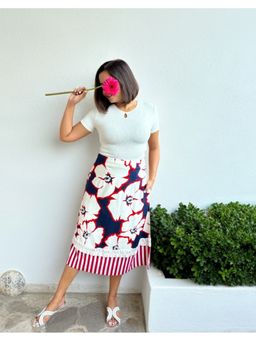 Label Tanvee - Floral Stripe Skirt with Pockets