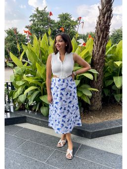 Label Tanvee - Ocean Tale Cotton Printed Skirt with Pockets