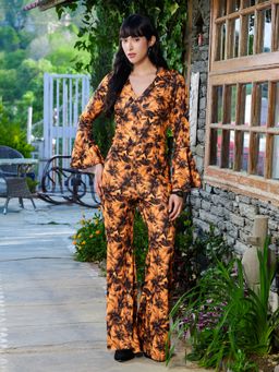 Tandul - Women Yellow Lycra Floral Jumpsuit