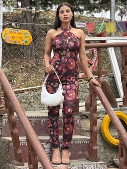 Tandul - Women Multi-Color Lycra Floral Jumpsuit