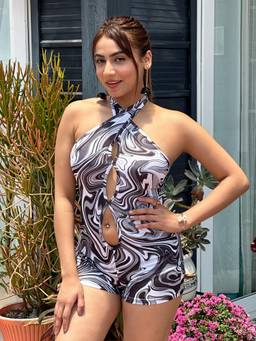 Tandul - Women Multi-Color Crepe Abstract Playsuit