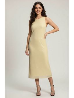 Outzidr - Yellow Halter Neck Sequin Dress