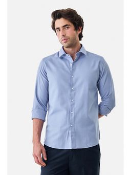 Snitch - Men Light Blue Solid Full Sleeves Slim Formal Shirt