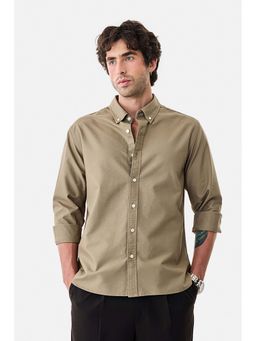 Snitch - Men Brown Solid Full Sleeves Regular Casual Shirt