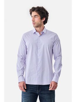 Snitch - Men Lavender Gingham Full Sleeves Slim Casual Shirt