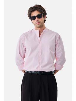 Snitch - Men Pink Stripes Full Sleeves Regular Casual Shirt