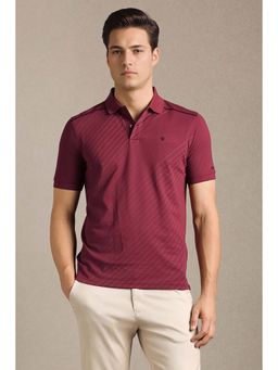 Louis Philippe - Men Pink Stripe Polo T-Shirt