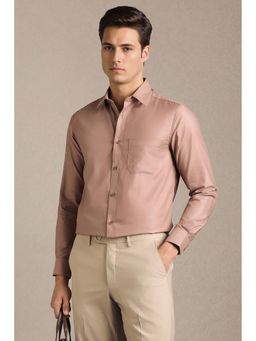 Louis Philippe - Men Brown Solid Full Sleeves Formal Shirt