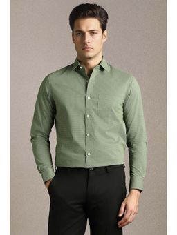 Louis Philippe - Men Green Print Full Sleeves Formal Shirt