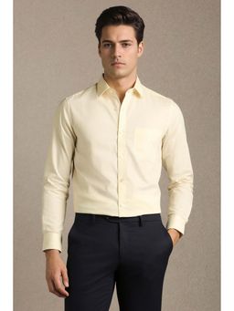 Louis Philippe - Men Yellow Textured Full Sleeves Formal Shirt