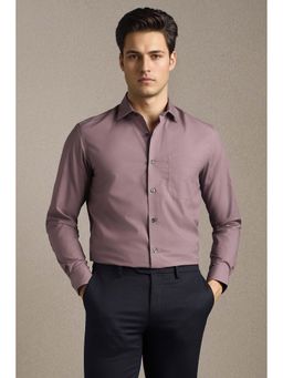 Louis Philippe - Men Purple Solid Full Sleeves Formal Shirt