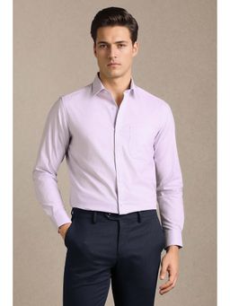 Louis Philippe - Men Purple Textured Full Sleeves Formal Shirt