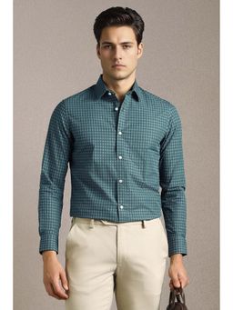 Louis Philippe - Men Green Check Full Sleeves Formal Shirt