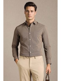 Louis Philippe - Men Brown Print Full Sleeves Formal Shirt