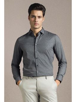 Louis Philippe - Men Grey Print Full Sleeves Formal Shirt