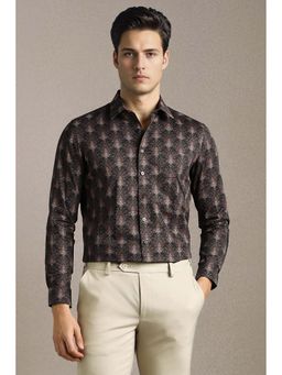 Louis Philippe - Men Black Print Full Sleeves Formal Shirt