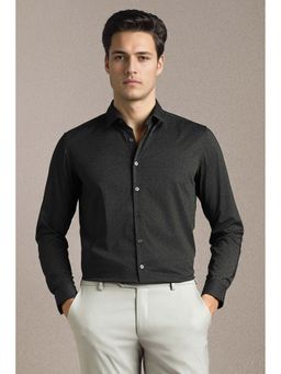 Louis Philippe - Men Black Print Full Sleeves Formal Shirt