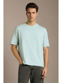 Louis Philippe - Men Light Blue Solid Crew Neck T-Shirt