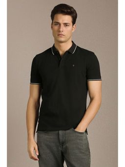 Louis Philippe - Men Black Solid Polo T-Shirt