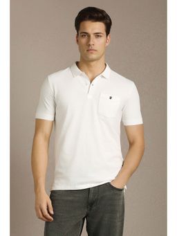 Louis Philippe - Men White Solid Polo T-Shirt