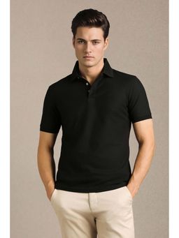 Louis Philippe - Men Black Solid Polo T-Shirt