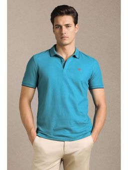 Louis Philippe - Men Blue Solid Polo T-Shirt