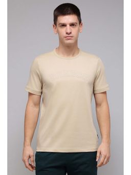 Reebok - Men Beige Embroidered T-Shirt
