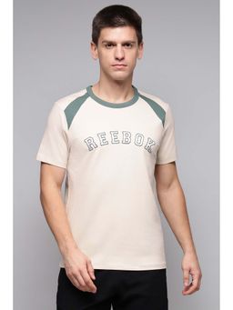 Reebok - Men Beige Embroidered T-Shirt