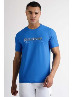 Reebok - Men Blue Typography T-Shirt