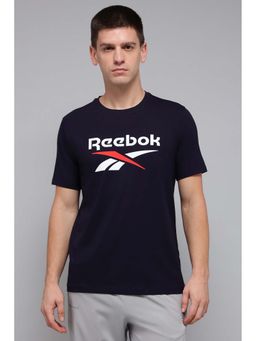 Reebok - Men Navy Blue Printed T-Shirt
