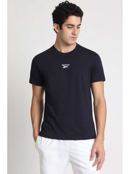 Reebok - Men Navy Blue Solid T-Shirt