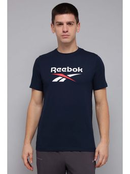 Reebok - Men Navy Blue Printed T-Shirt