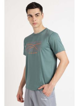 Reebok - Men Green Printed T-Shirt