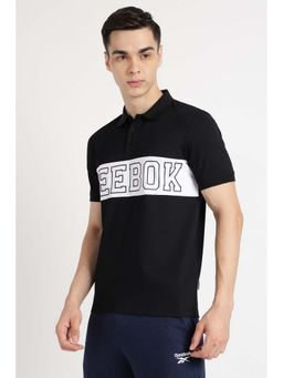Reebok - Men Black Typography Polo T-Shirt
