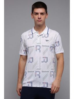 Reebok - Men White Printed Polo T-Shirt