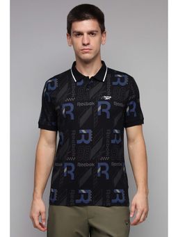 Reebok - Men Black Printed Polo T-Shirt