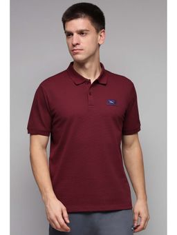 Reebok - Men Maroon Textured Polo T-Shirt