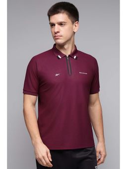 Reebok - Men Maroon Solid Polo T-Shirt
