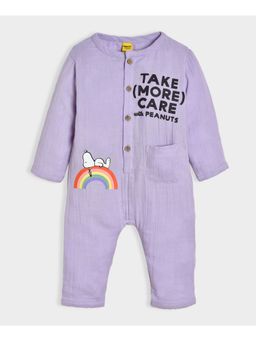 Mi Arcus - Purple Cotton Peanuts Snoopy Printed Sleepsuit for Kids