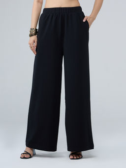 Twenty Dresses by Nykaa Fashion - Black Solid High Waist Wide Leg Pants