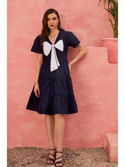 Dearme - Blue Marina Tiered Dress with Statement Bow