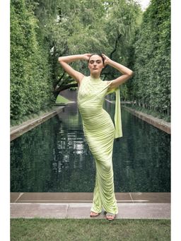 SOTBELLA - Green Pastel Lime Draped Dress