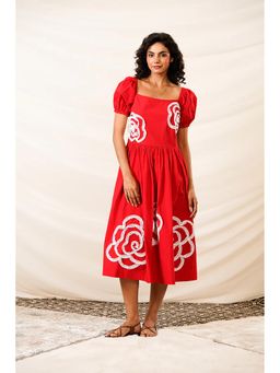 Dearme - Red Scarlet Blossom Dress