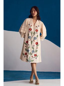 Dearme - Cream Verona Vines Embroidered Dress