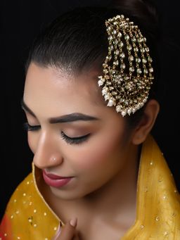 AG'S - Pearl White Gold Plated Kundan Passa
