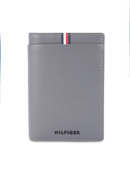Tommy Hilfiger - Drammen Men Leather Passport Case Wallet For Men - Grey