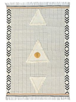 ART AVENUE - Adeola Hand Block Printed Cotton Floor Rug with Tassels