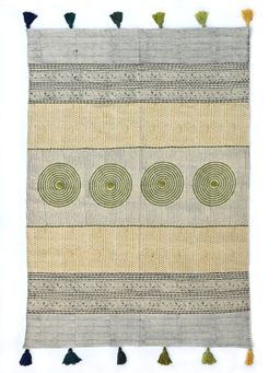 ART AVENUE - Kimberly Hand Block Printed Cotton Floor Rug with Tassels