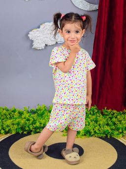 Nino Bambino - Kids Floral Print Night-Suit For Girl-Multicolor (Set of 2)