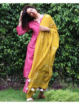 Chidiyaa - Yellow Cotton Dupatta